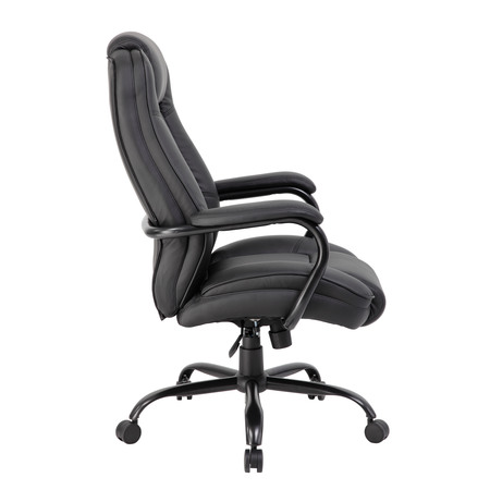 Boss Leather Executive Chair, Padded Arms B992-BK